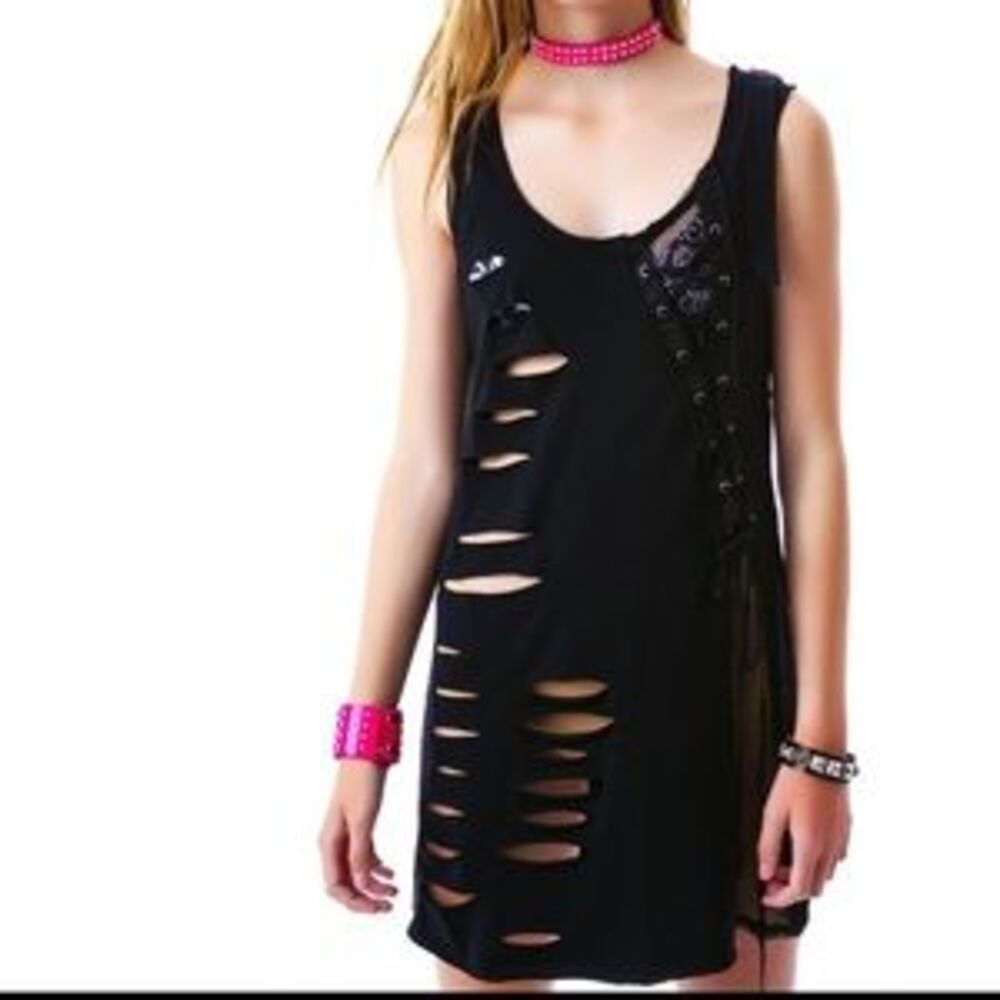 Goth Black tunic slashed dress